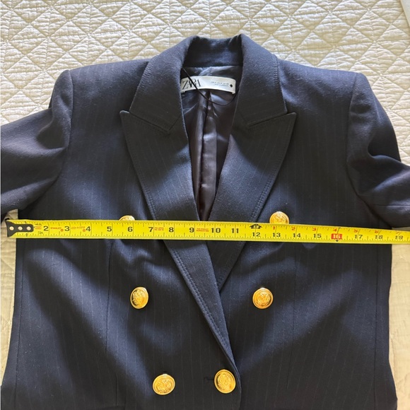 Zara Double Breasted Dark Navy Blue Pinstripe Suit Set - Picture 4 of 6